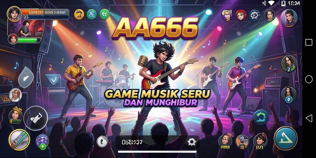 Tangkapan layar gameplay AA666 yang menampilkan antarmuka musik yang menarik.