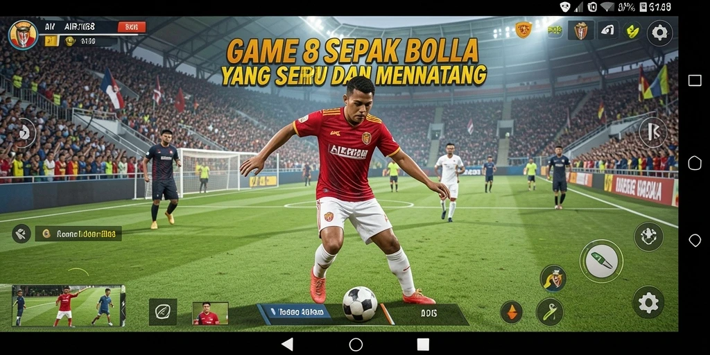 Tangkapan layar utama AIR168 menunjukkan aksi seru pertandingan sepak bola.