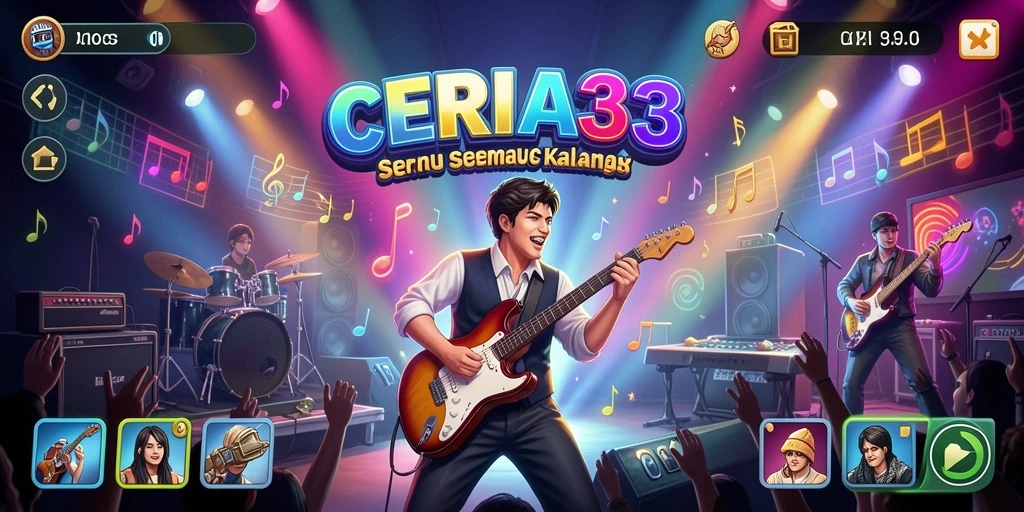 Tampilan menarik CERIA33 saat gameplay musik berlangsung.