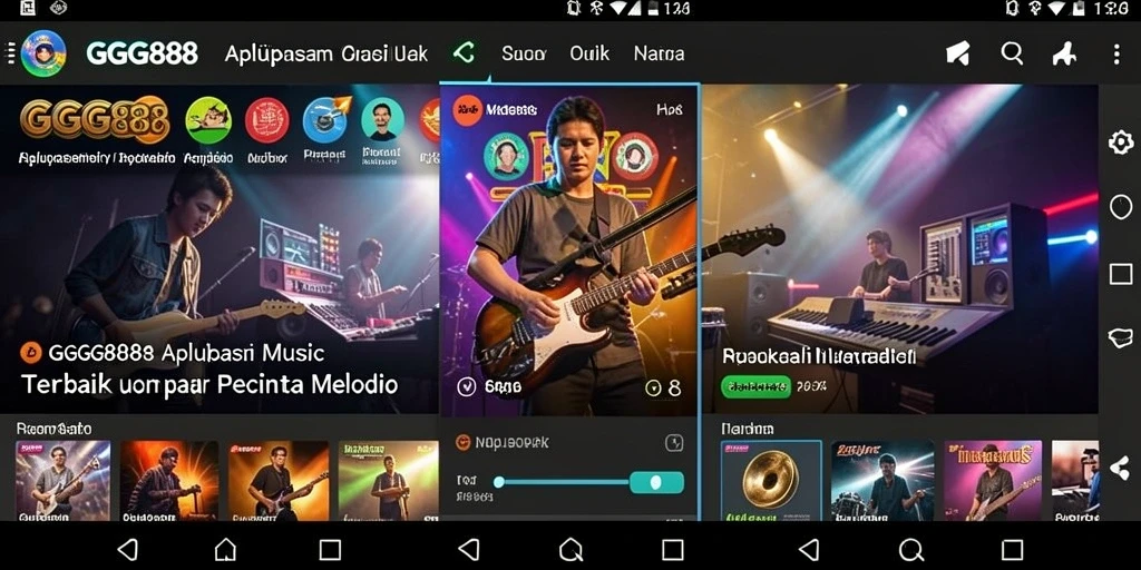 Screenshot dari GGG888 menampilkan antarmuka aplikasi musik yang menarik dan interaktif.