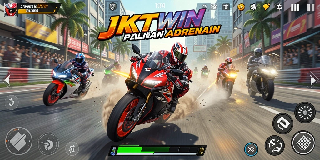 Tampilan menegangkan saat balapan motor di JKTWIN.
