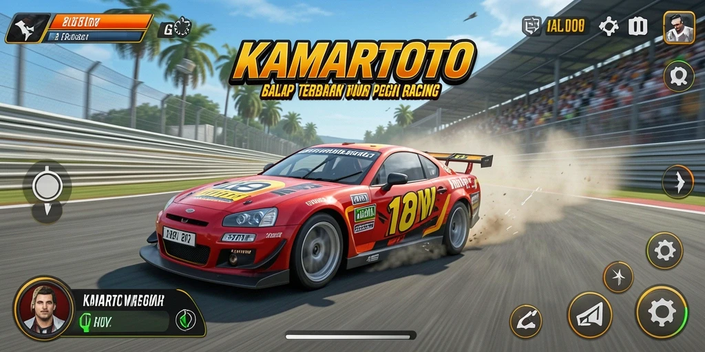 Tampilan gameplay menarik dari KAMARTOTO dengan aksi balapan yang mendebarkan.