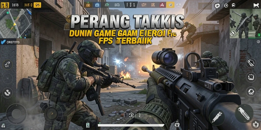 Screenshot gameplay ORISTOTO menampilkan pertempuran intens FPS.