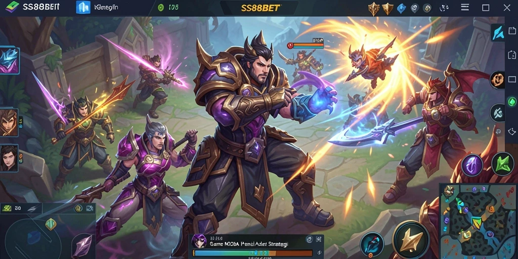 Tampilan aksi seru dalam SS88BET dengan pertarungan MOBA.