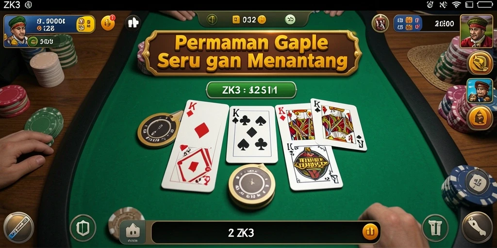 Tampilan gameplay seru ZK3 dalam permainan Gaple.